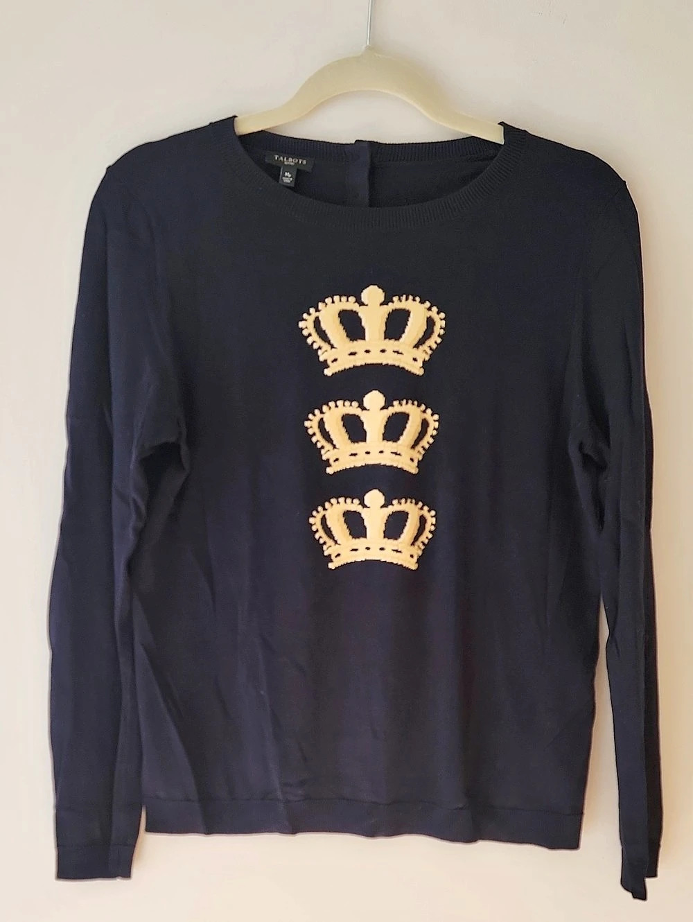 Talbots Black Triple Crown Long Sleeve Sweater Top - Size Mp